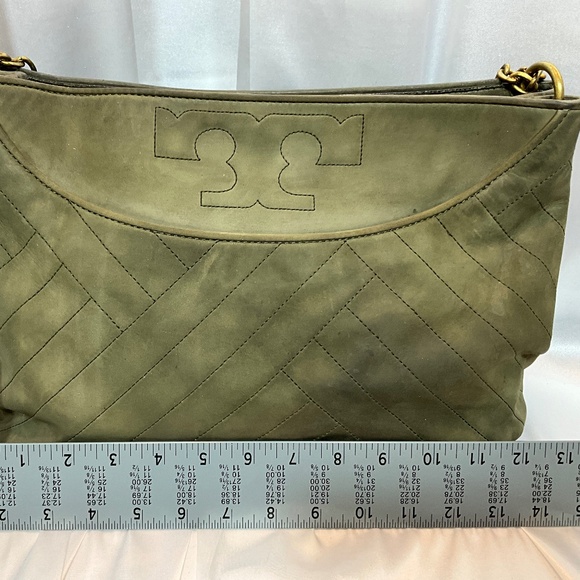 Tory Burch olive shade suede with gold tone hardware 10-H2e - Picture 6 of 10